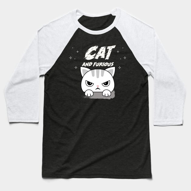 Cat and furious cute cat love movies Baseball T-Shirt by Kataclysma